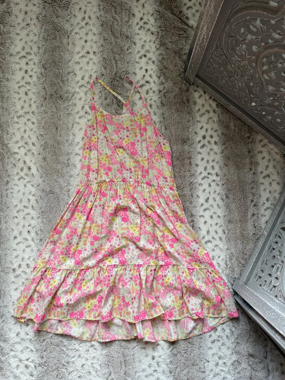 The Children's Place neon floral dress girl size 16 summer vacation garden party
